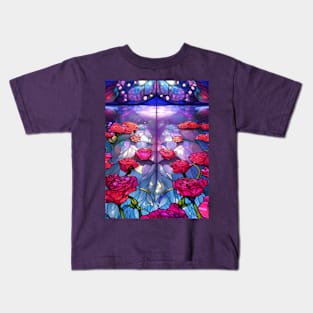 Beautiful Colorful Stained Glass Roses Kids T-Shirt